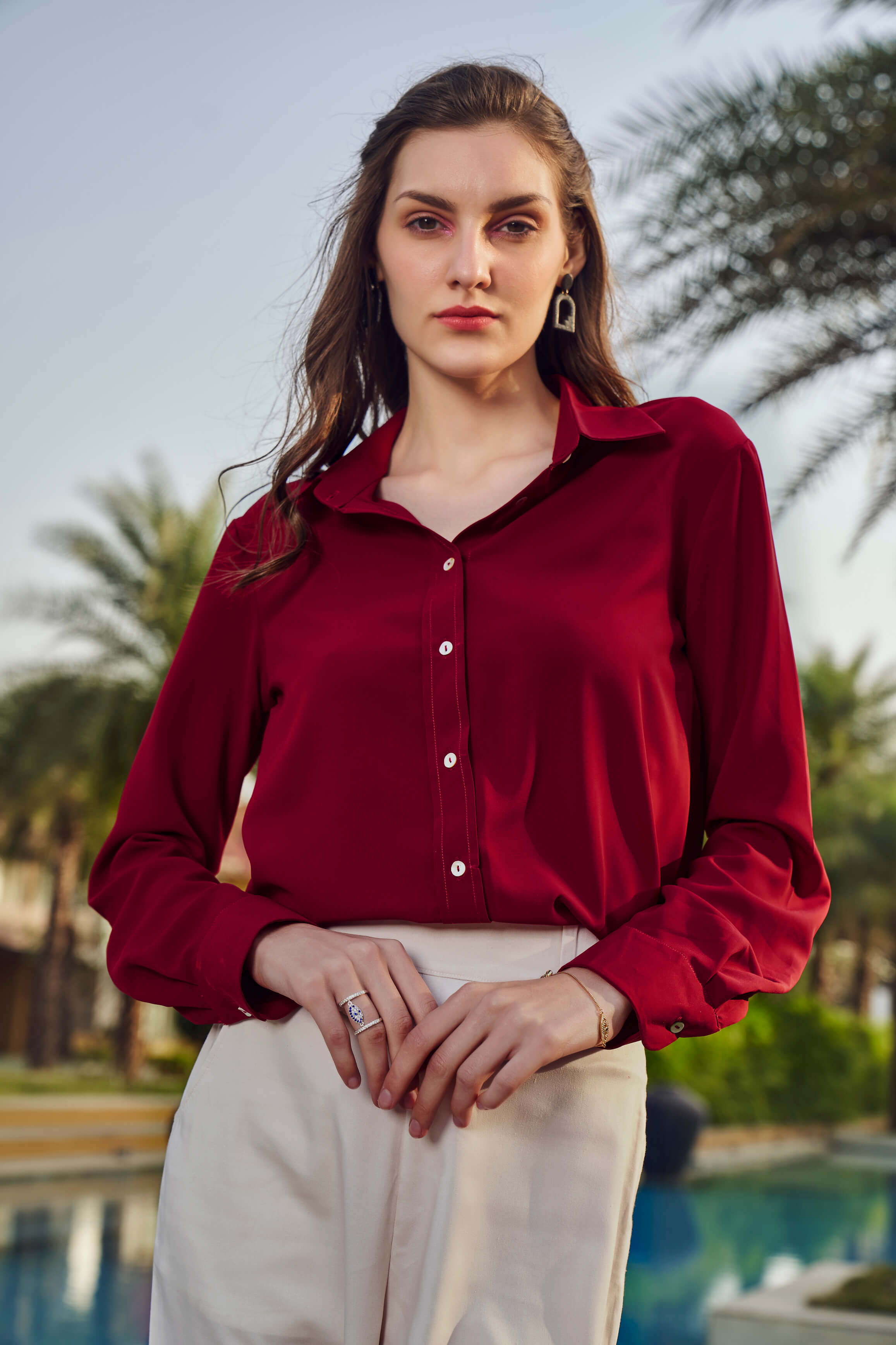 Maroon Regular Fit Casual Shirt - Main Image