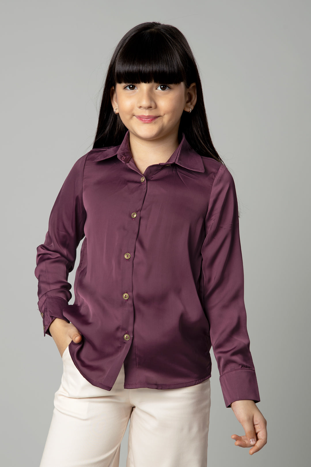 Proper Peony Parkside Girls Split Collar Shirt - White - Red Trim main image 1
