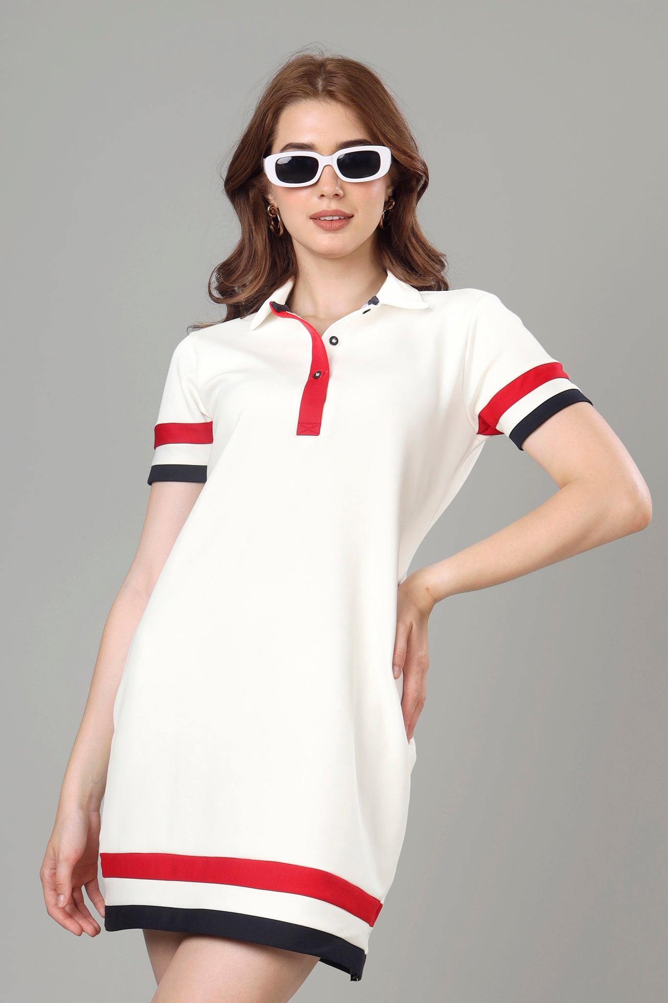Exclusive White Polo Midi Dress For Women