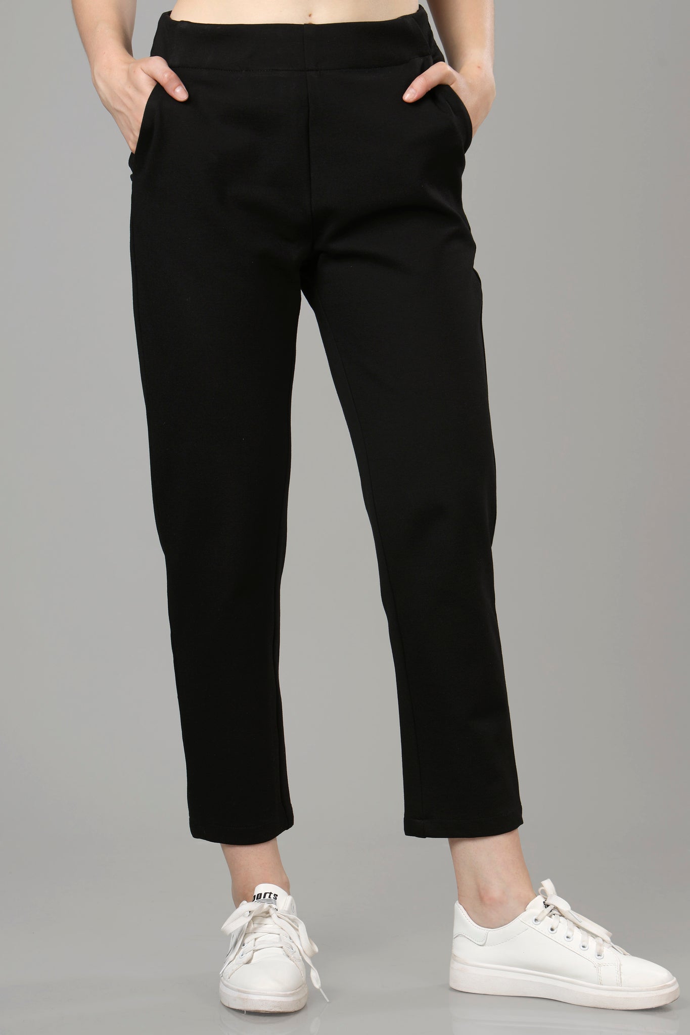 Black Regular Fit Women's Trousers