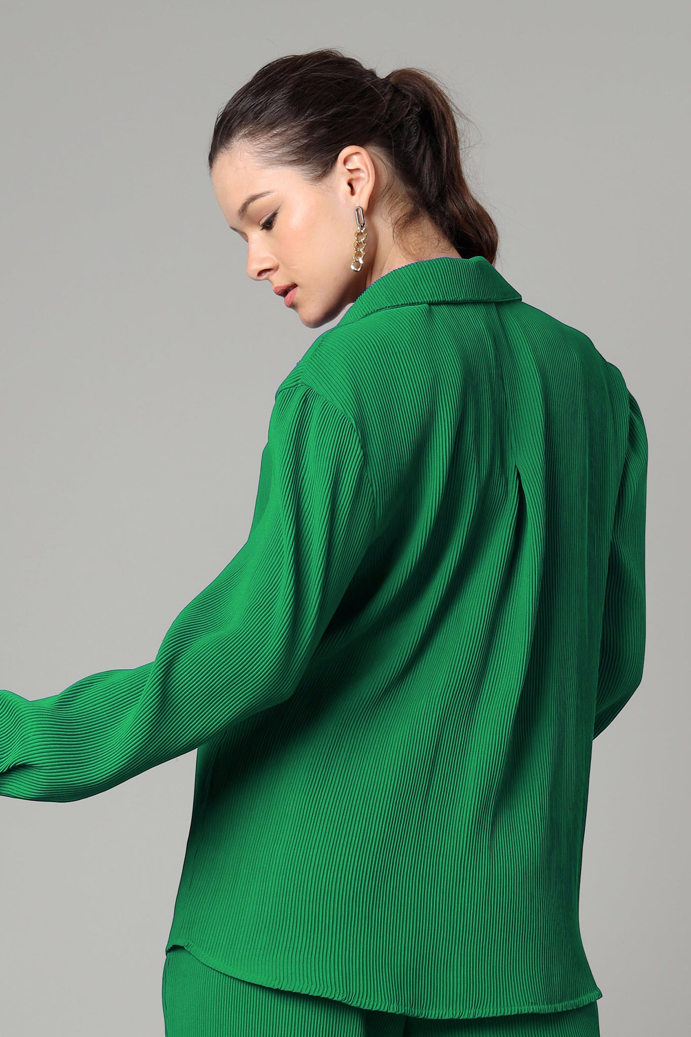 Exclusive Emerald Pleated Shirt For Women