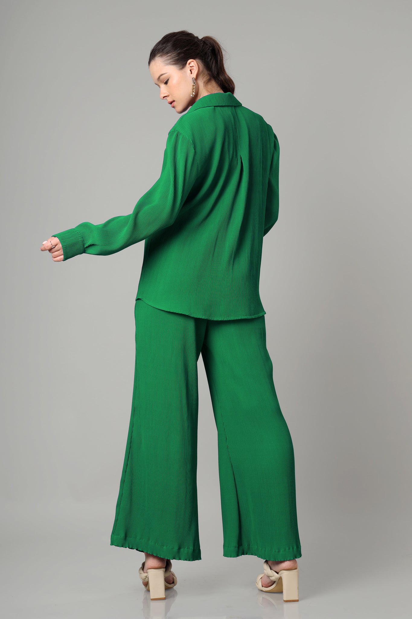 Exclusive Emerald Pleated Co-Ord Set For Women
