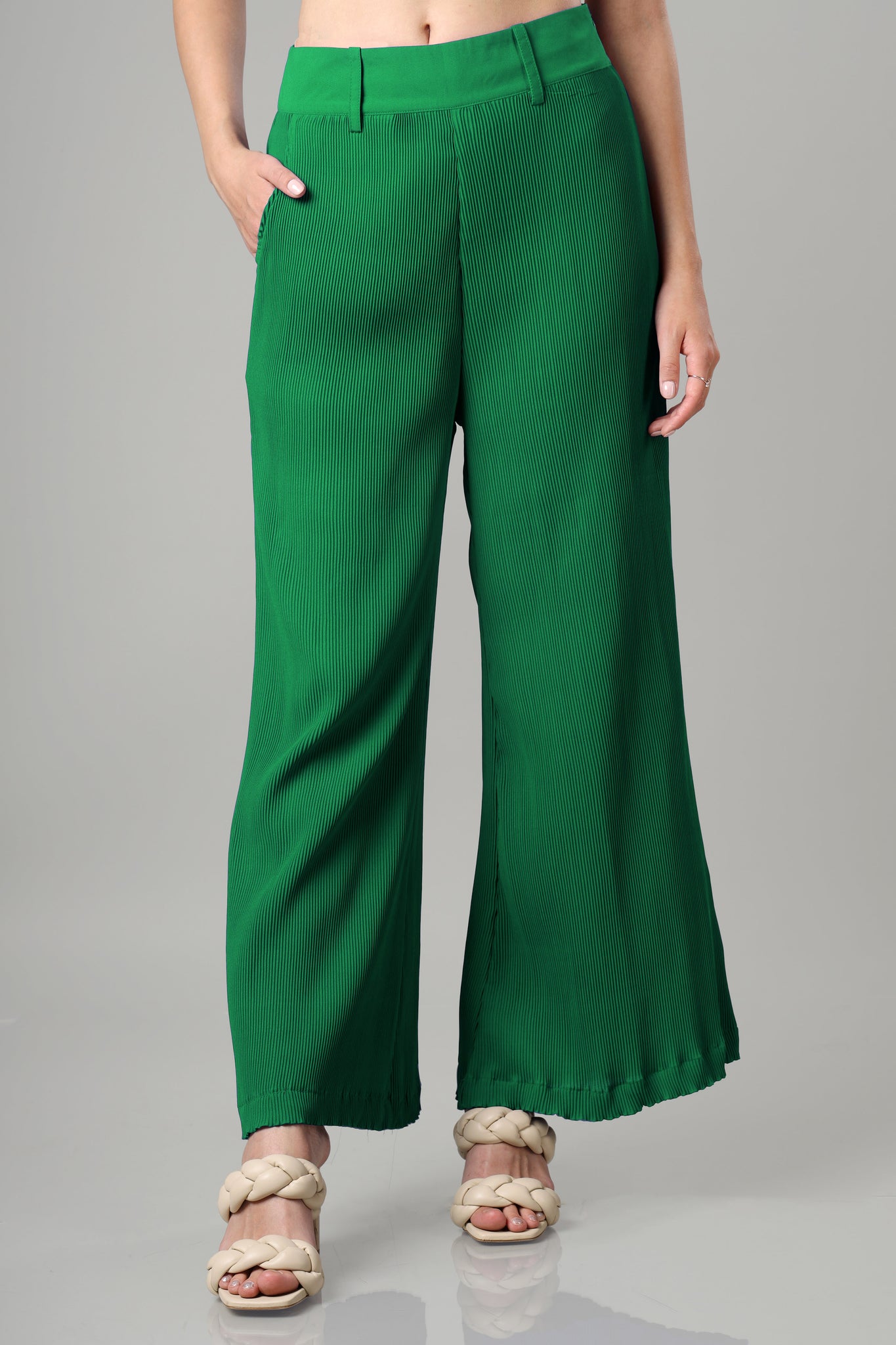 Exclusive Emerald Pleated Ladies Bottom Wear
