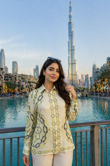 Vintage Royal Chain Print Shirt - Modern Satin Edge