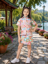 Candy Patchwork Printed Girls Co-Ord Set - Soft Aesthetic Drop