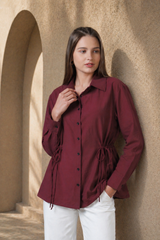 CurveFit Waist Tie Shirt - Elegant Designer Womens Wear
