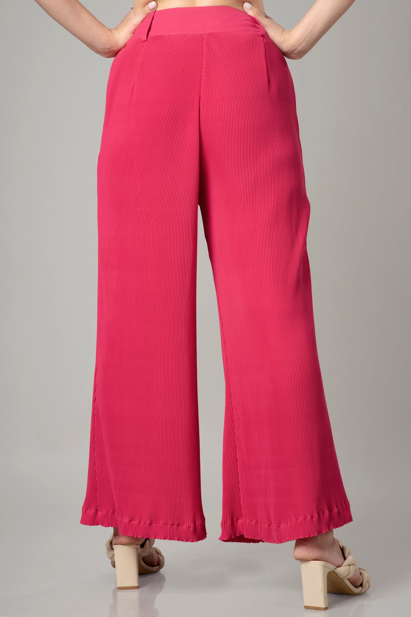 Exclusive Hot Pink Pleated Ladies Bottom Wear