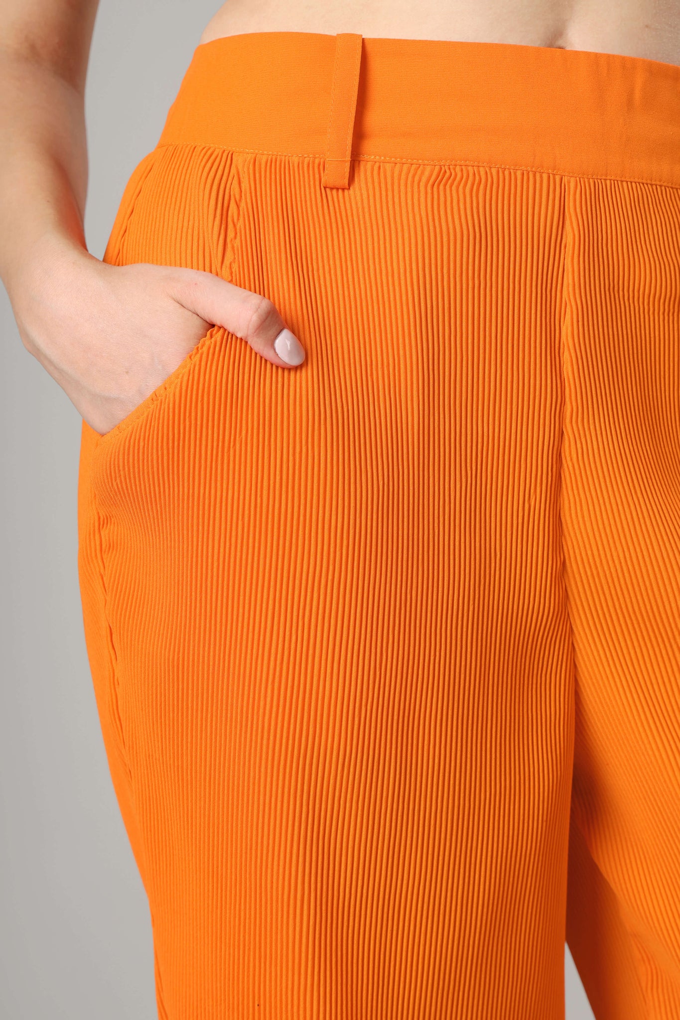 Exclusive Apricot Pleated Ladies Bottom Wear
