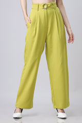 Solid Straight Fit Casual Pants For Women