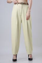 Solid Carrot Fit Casual Pants For Women