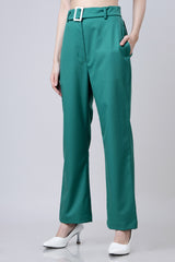 Solid Straight Fit Casual Pants For Women