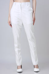 Solid Straight Fit Casual Pants For Women