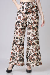 Women Brown Snake Skin Printed Flared Trouser