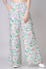 Floral Printed Regular Fit Flared Trouser