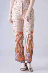 Women's Velvet Paisley Straight Fit Pant