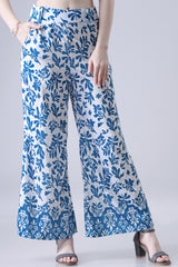 Women's Velvet Royal Floral Flared Trouser