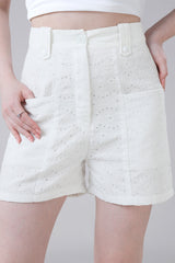 Premium Embroidered Cotton Patch Pocket Shorts For Women