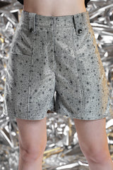 Silver Star Spark Shorts For Women - Luxe Night-Out Vibes
