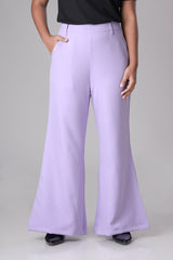 Formal Periwinkle Purple Smart Chain-Closure Wide-Leg Pant For Women