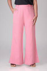 Formal Puce Pink Smart Chain-Closure Wide-Leg Pant