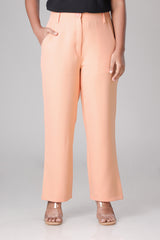 Formal Pink Smart Chain-Closure Wide-Leg Pant
