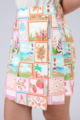 Candy Patchwork Printed Womens Skort- Soft Aesthetic Drop