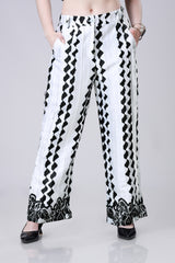 Classic Black Stripes Pleated Bottom For Women