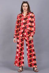 Red Retro Co-Ord Set For Women
