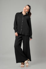 Exclusive Black Pleated Co-Ord Set For Women