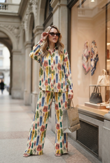 Exclusive Abstract Floral Pleated Co-Ord Set For Women
