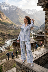Exclusive Creamy Leafage Pleated Co-Ord Set For Women