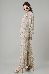 Seamless Floral Pleated Co-Ord Set For Women