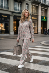 Vintage Paisley Pleated Co-Ord Set For Women