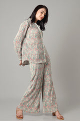 Vintage Paisley Pleated Co-Ord Set For Women