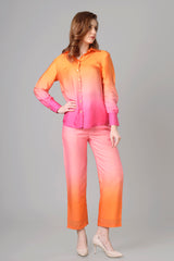 Designer Orange Ombre Co-Ord Set For Women