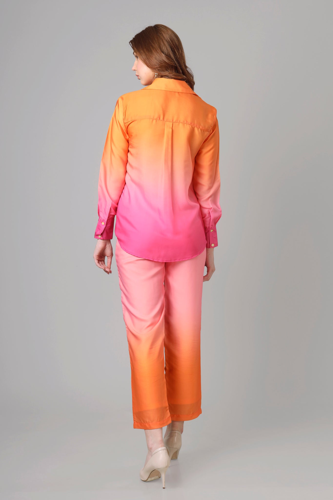 Designer Orange Ombre Co-Ord Set For Women