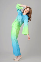 Designer Blue Ombre Co-Ord Set For Women