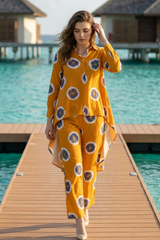 Exclusive Orange Dip Hem Oversized Shirt Co-Ord Set For Women