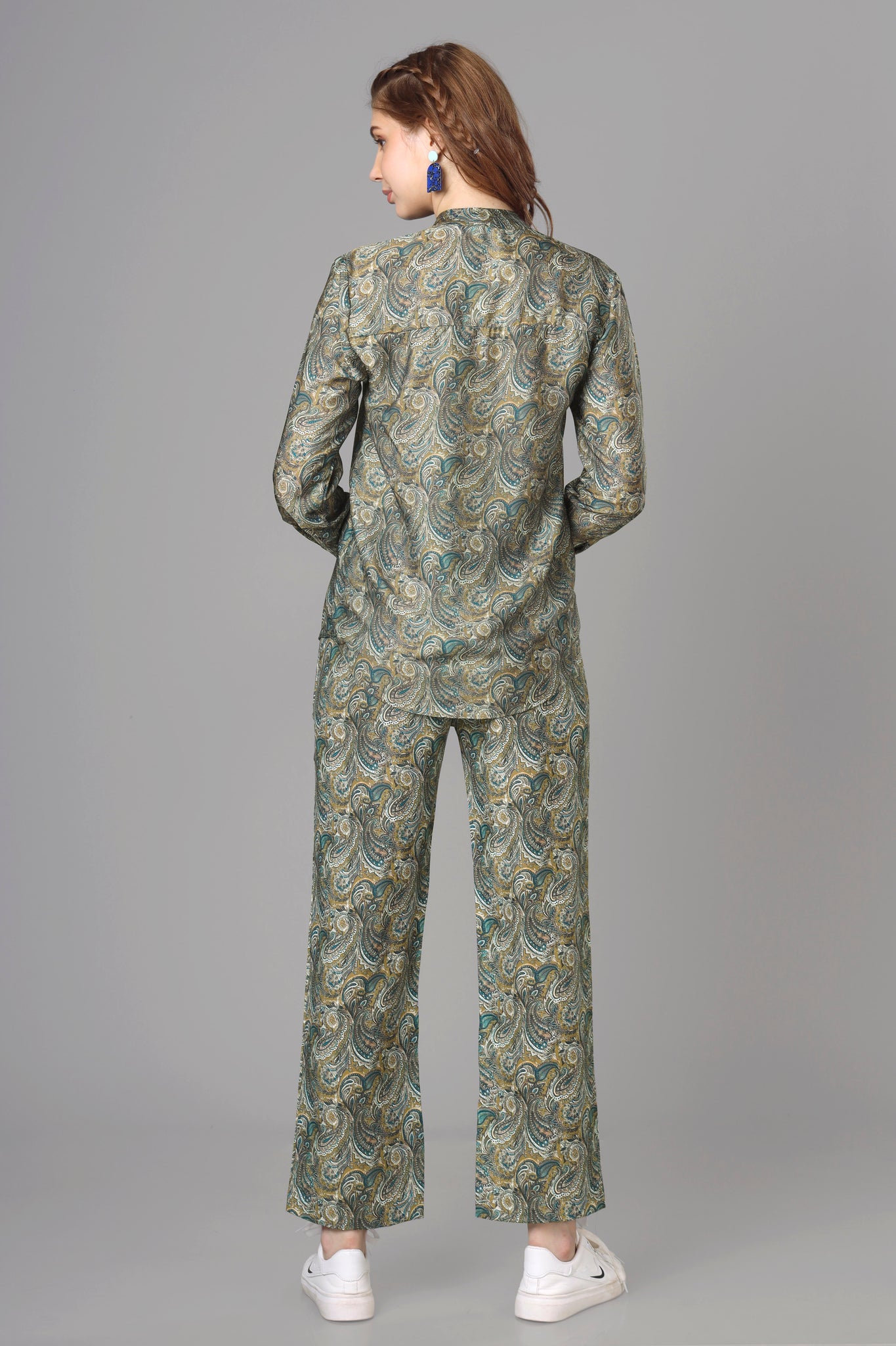 Bestselling Paisley Tie-Up Neck Co-Ord Set For Women