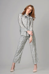 Seamless Paisley Tie-Up Neck Co-Ord Set For Women