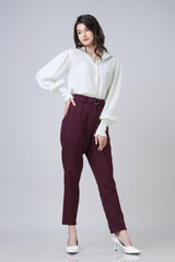 Solid Shirt And Belted Trouser Co-Ord Set