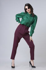Mandarin Collar Shirt Belted Trouser Co-Ord Set