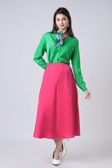 Color Combo : Green Shirt Pink Skirt Co-Ord Set