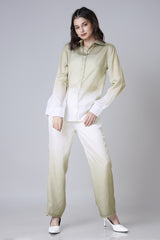 Women's Ombre Shirt And Straight Cut Trouser Co-Ord Set