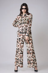 Snake Skin Printed Shirt And Pant Co-Ord Set