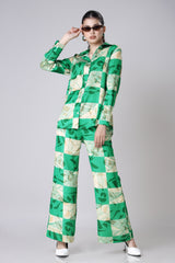 Checked Casual Shirt And Pant Co-Ord Set