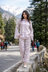 Toil Print Women's Bell Sleeve Shirt And Pant Co-Ord Set