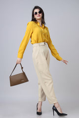 Yellow Shirt Belted Trouser Co-Ord Set