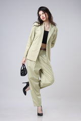 Notched Collar Jacket With Top Tube and Trouser Set