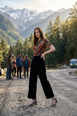 Designer Velvet Shirt And Pant Co-Ord Set For Women